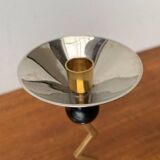 Italian postmodern metal candle holders, 1980s, set of 2