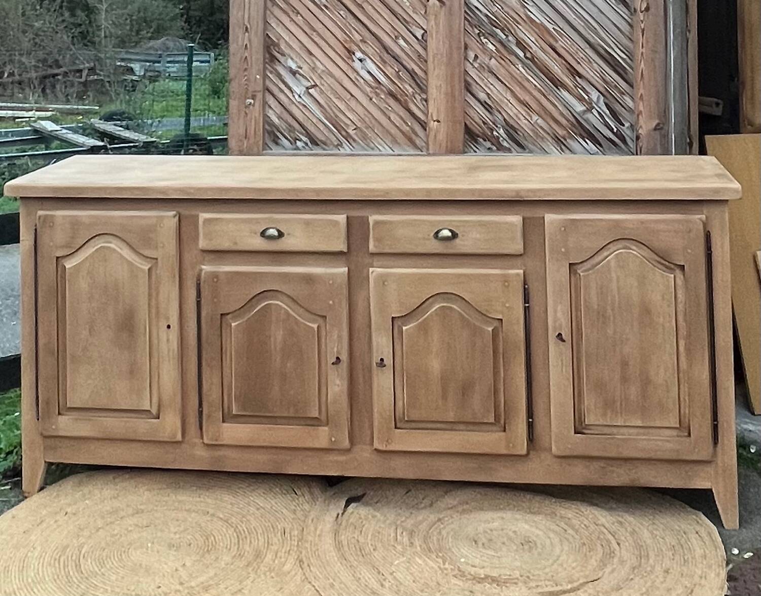 Antique sideboard/buffet in raw oak with splayed legs - 1950s