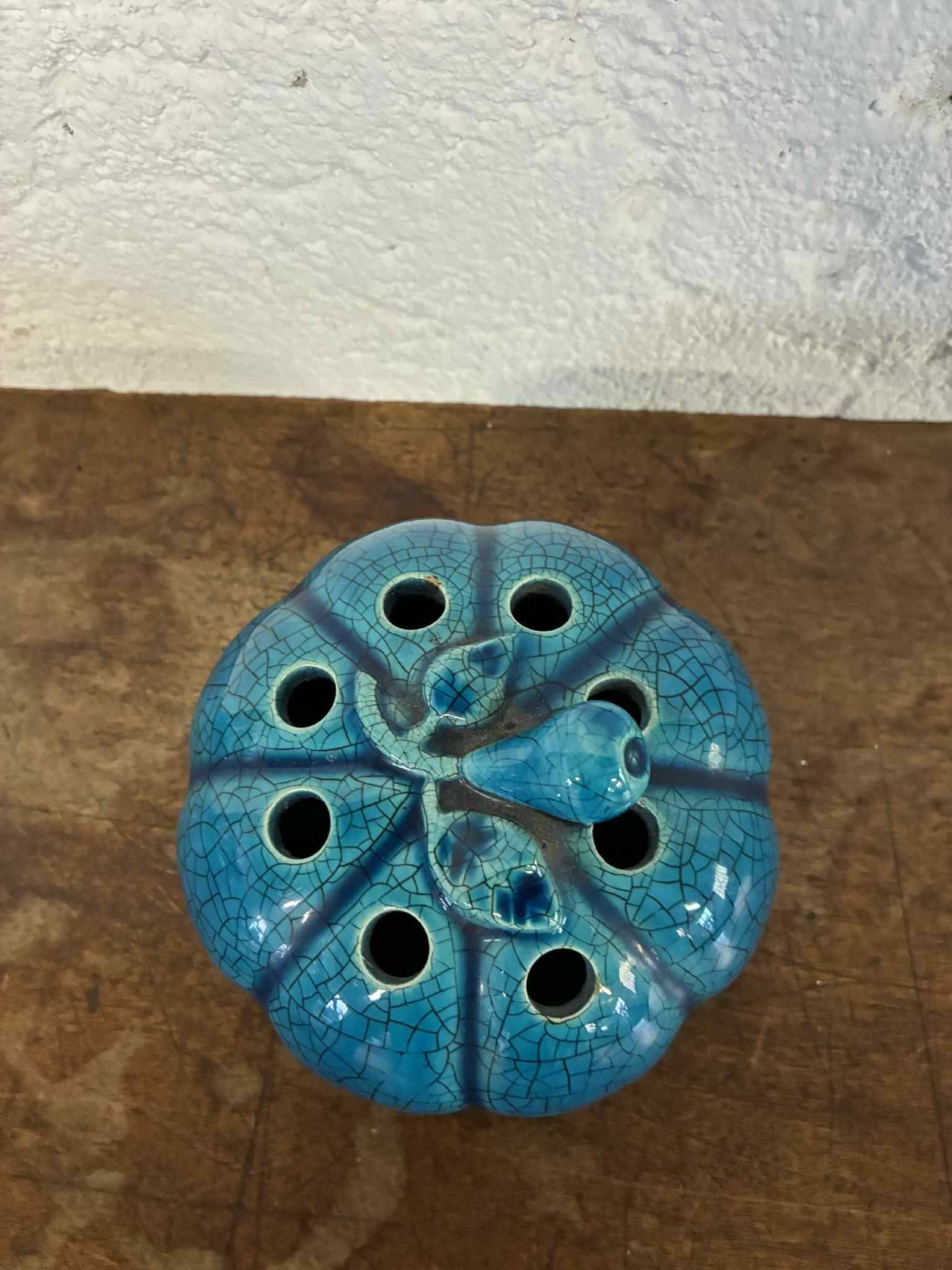 Citrouille en céramique pique-fleur