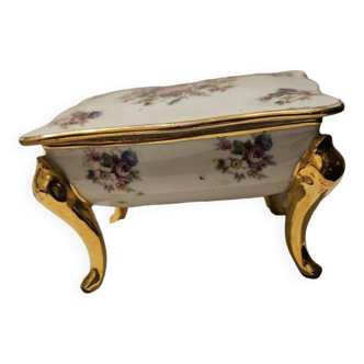 Limoges porcelain pallas france pheasant gold leg box