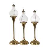 3 oil lamps, trundles, design and vintage glass and brass