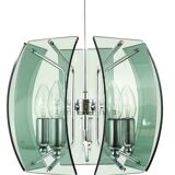 Glass and chrome chandelier in the Fontana Arte style, mid-century, Italy, 1960s.