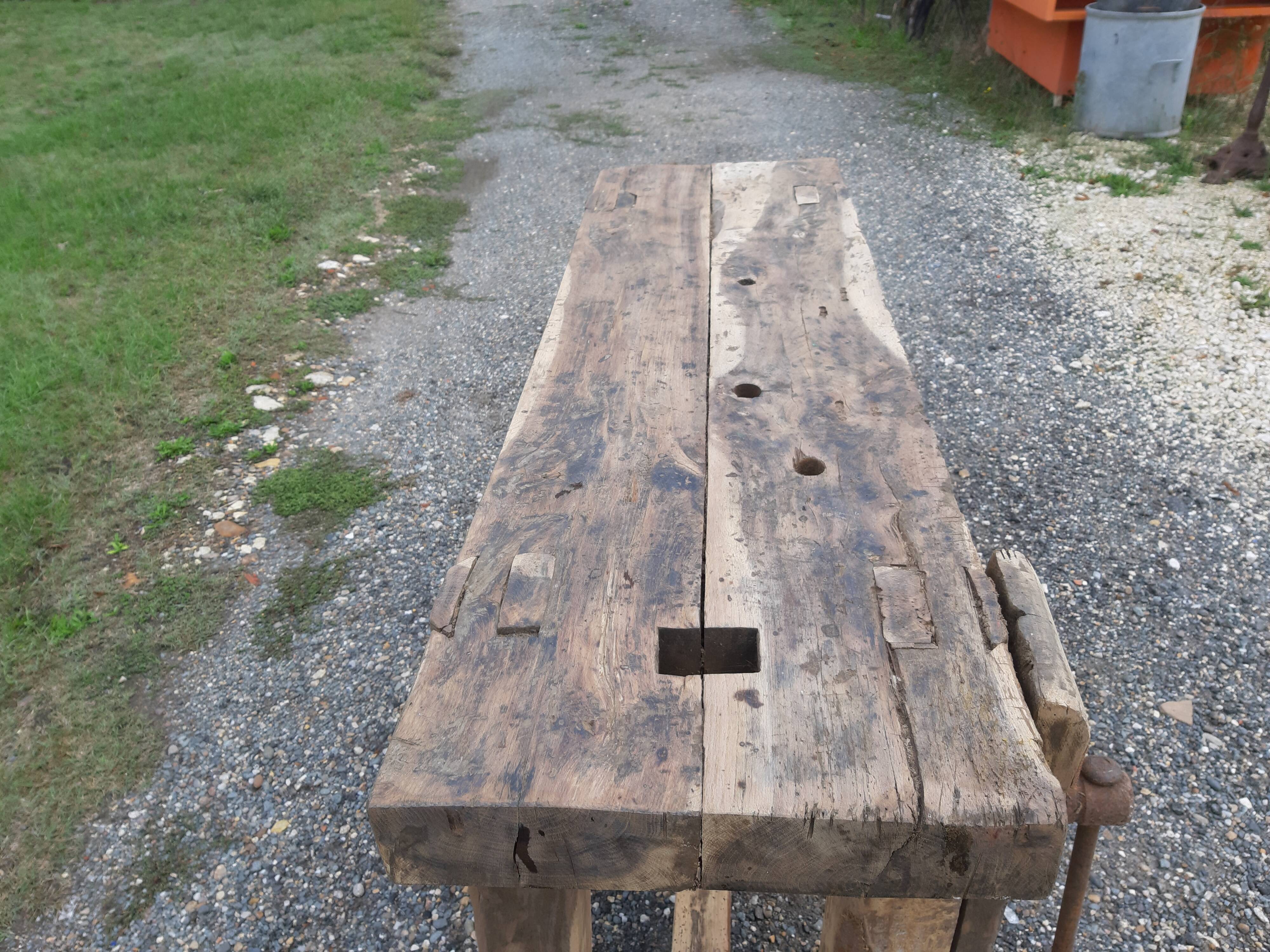 Old walnut workbench
