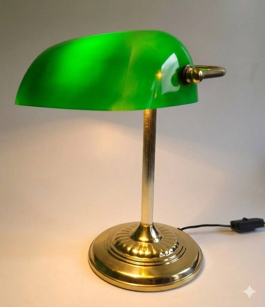 French banker lamp made of green opaline glass.