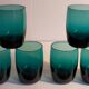 Six verres de verrier bleus paon vintages