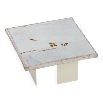 Petite table basse en marbre blanc par Paul Kingma, 1980s