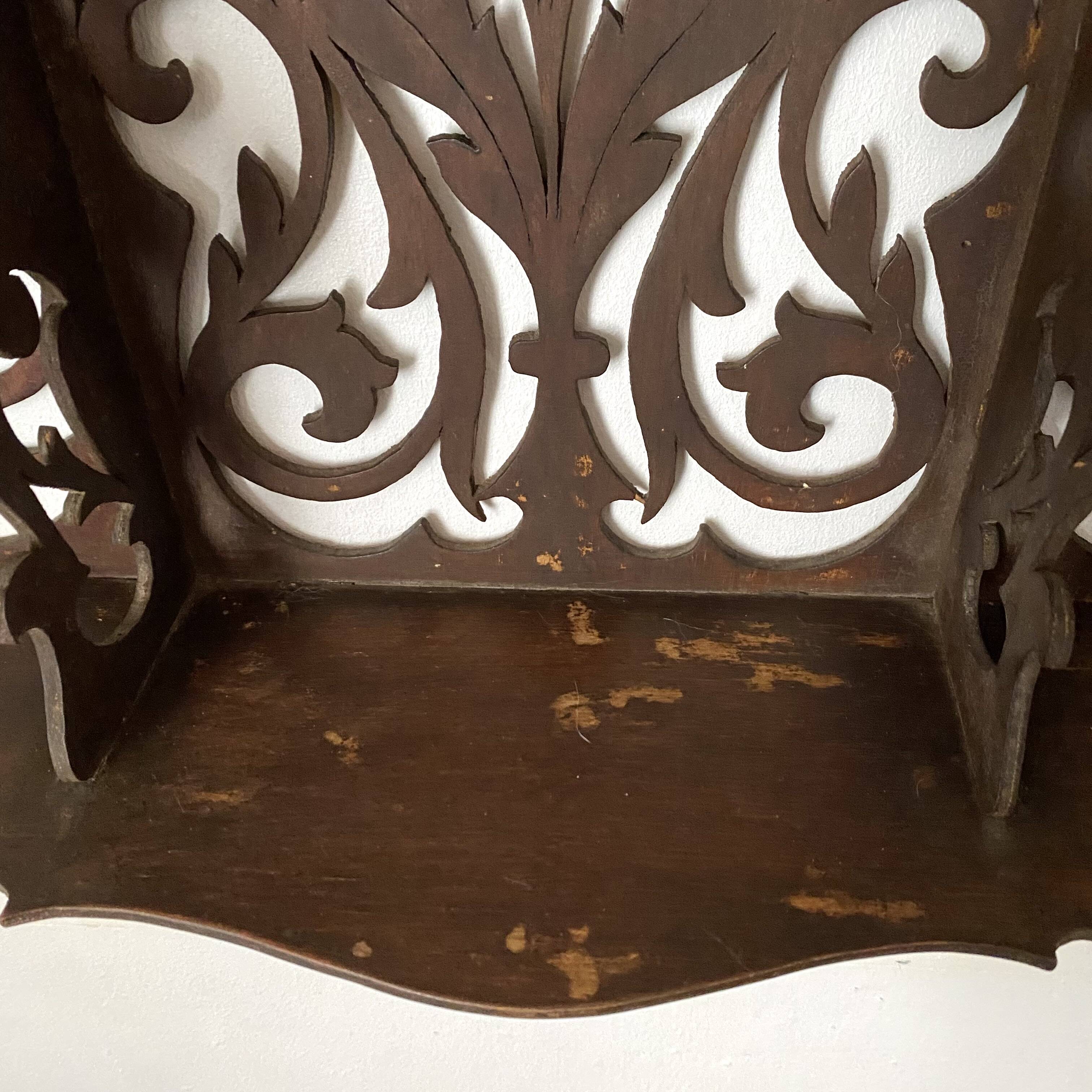 antique Napoleon III wall shelf in openwork wood