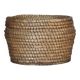 Antique basket, straw and bramble, woven basket with lid