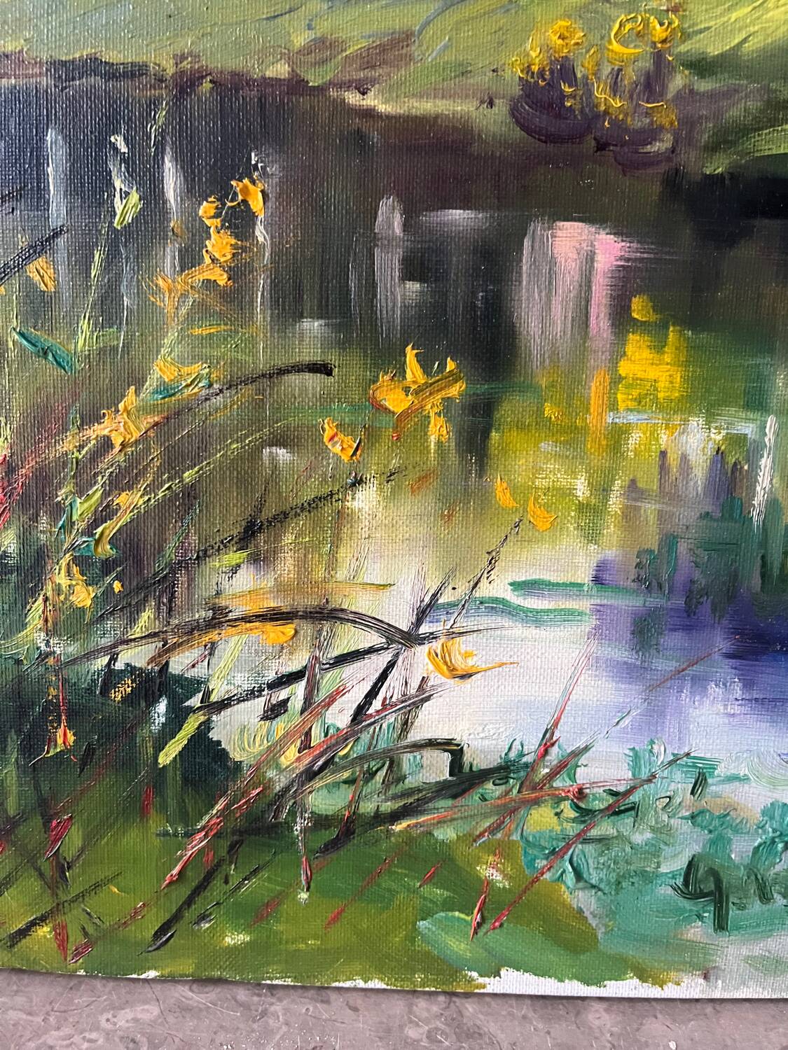 The Eure in Criqueboeuf, oil on canvas signed Quesney, 2000