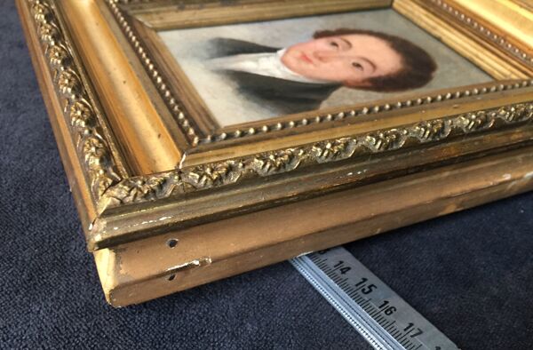 Huile sur toile marouflée sur panneau ''portrait de jeune homme'' xixe