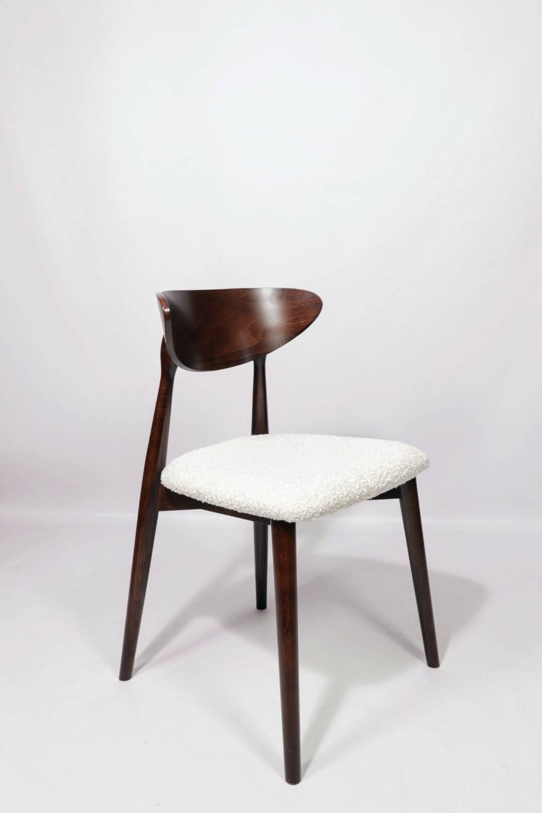 Ensemble de 6 chaises de salle à manger modernes, avec chaises de bureau en tissu bouclé blanc, chaises en bois de hêtre