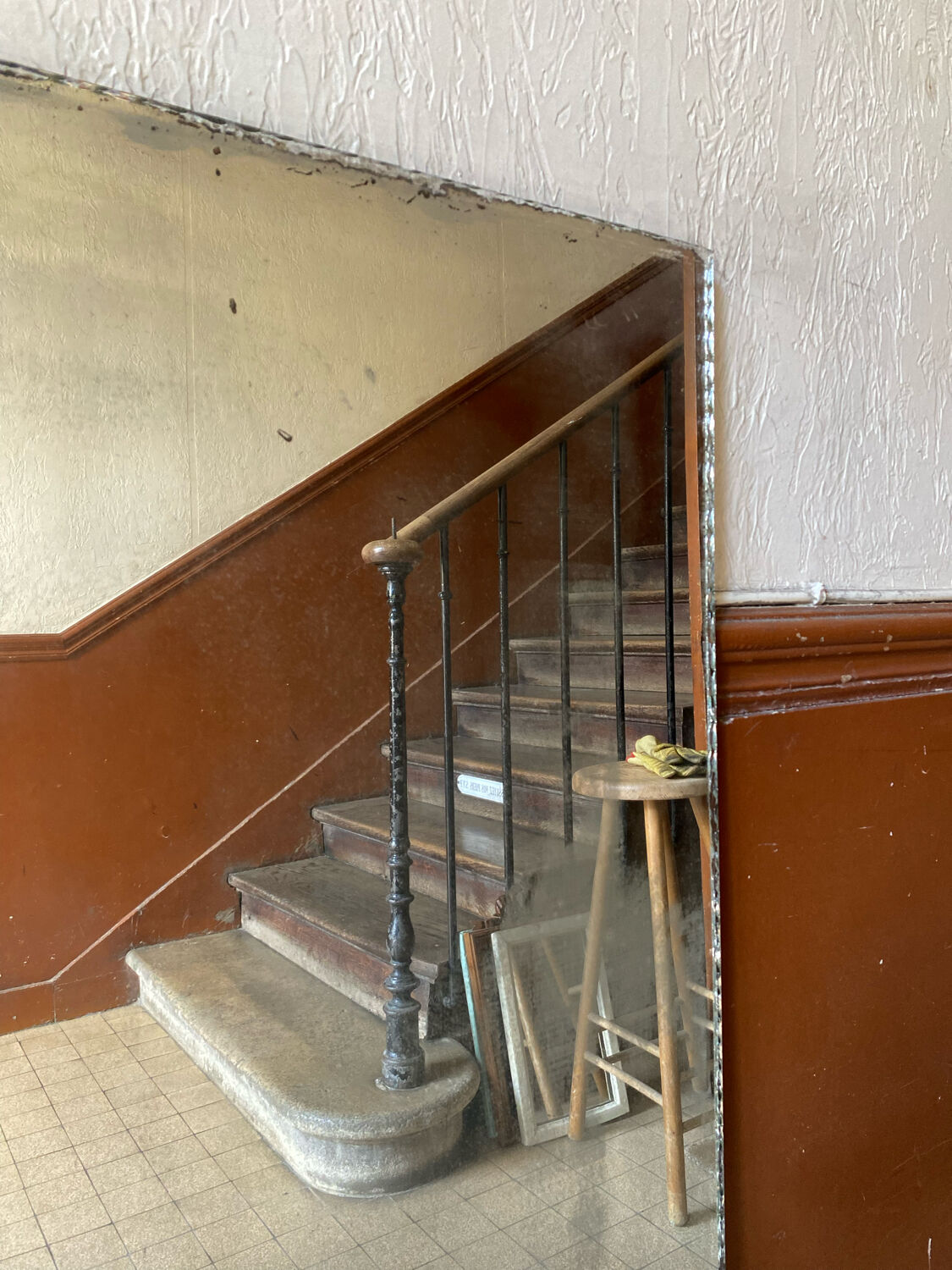 Antique mirror stitched