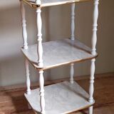 Solid turned wood and formica faux marble shelf to install wood 60s