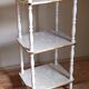 Solid turned wood and formica faux marble shelf to install wood 60s