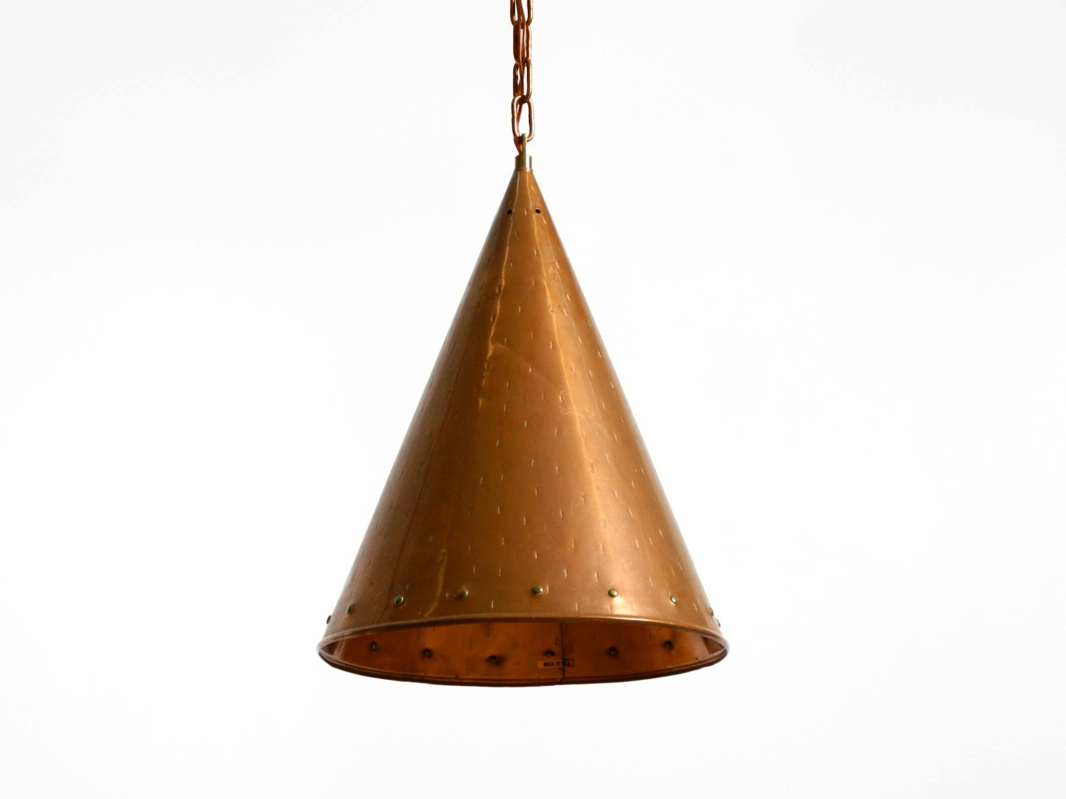 1960s cone pendant lamp in copper by th. valentiner copenhagen denmark