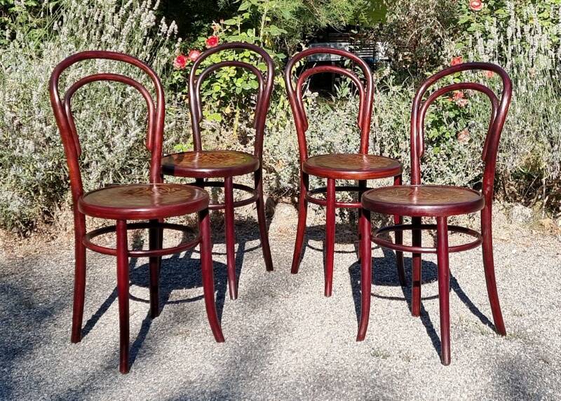 4 chairs bistrot n°14 Fischel seated with 20s décor