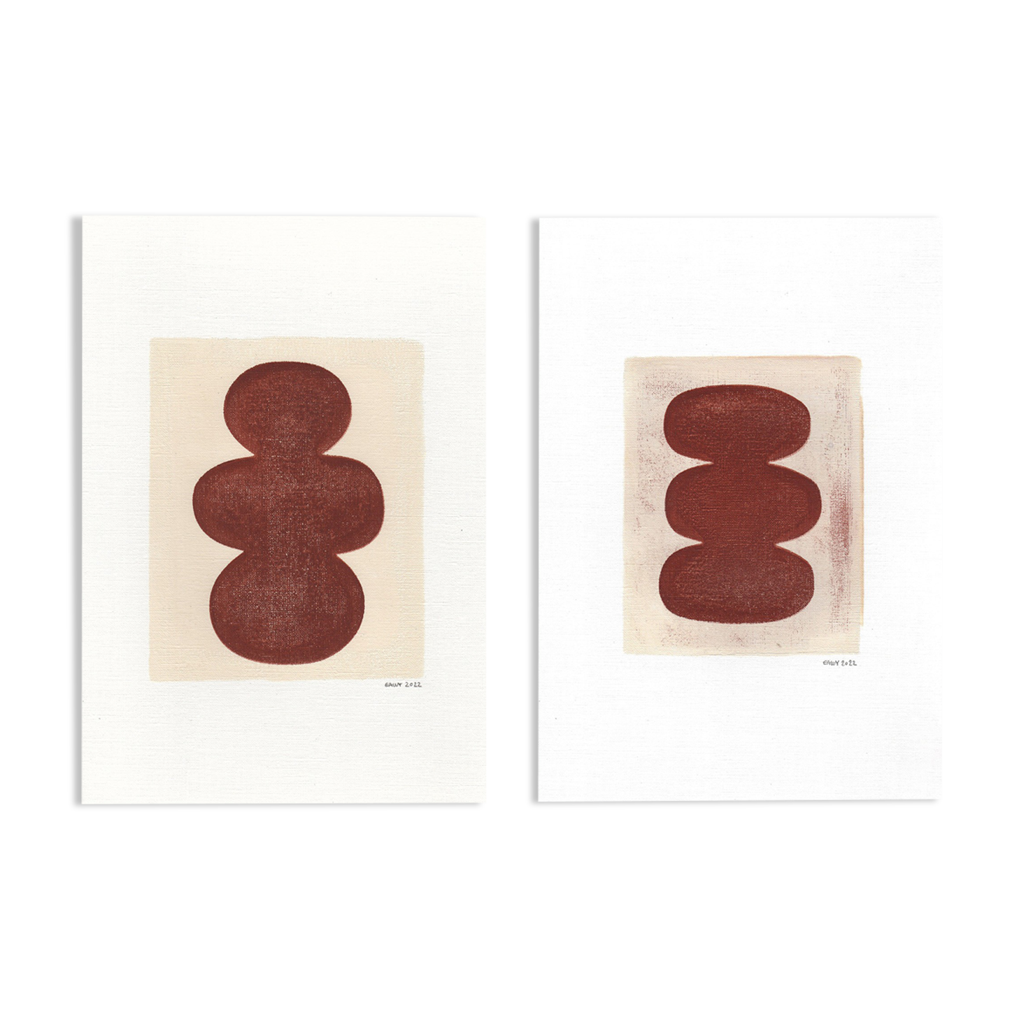 Duo of Paintings on paper • terracotta M601 and M598 • signed eawy