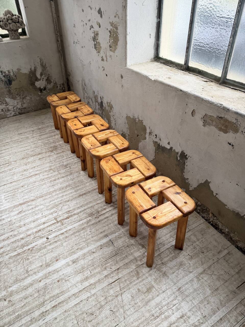 Set of 6 Olof Ottelin stools, Finland 1950.