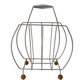 Chromed metal magazine rack from the 80s