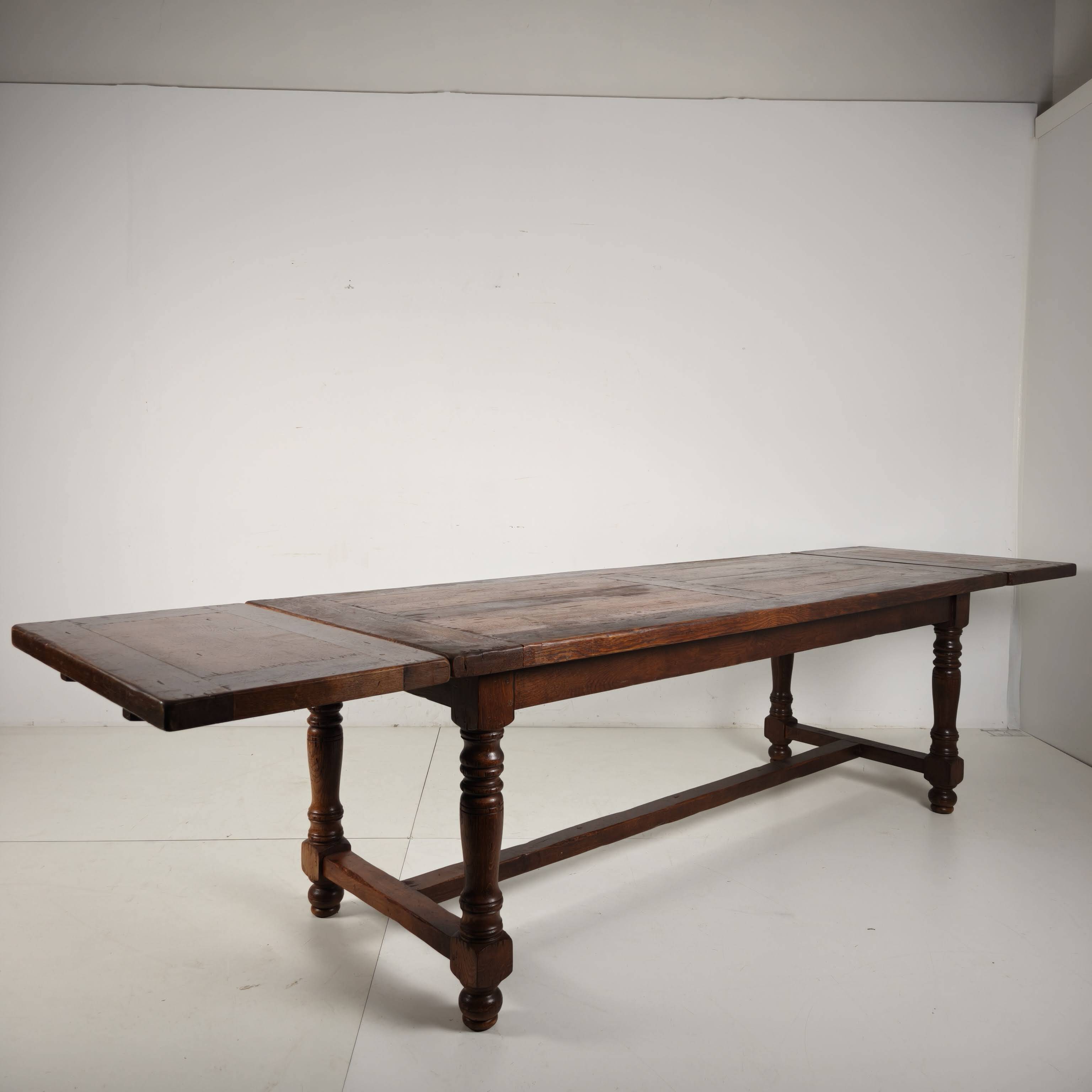 Large French Oak Monastery Table 320/220 cm, early 20th Century