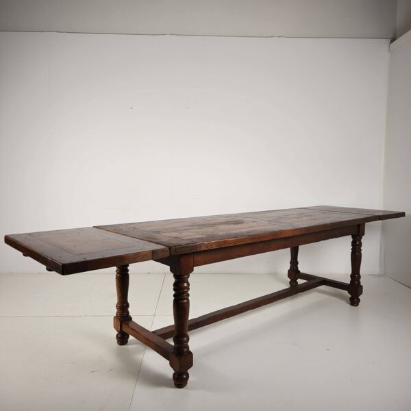 Grande table de monastère en chêne français 320/220 cm, début du 20e siècle