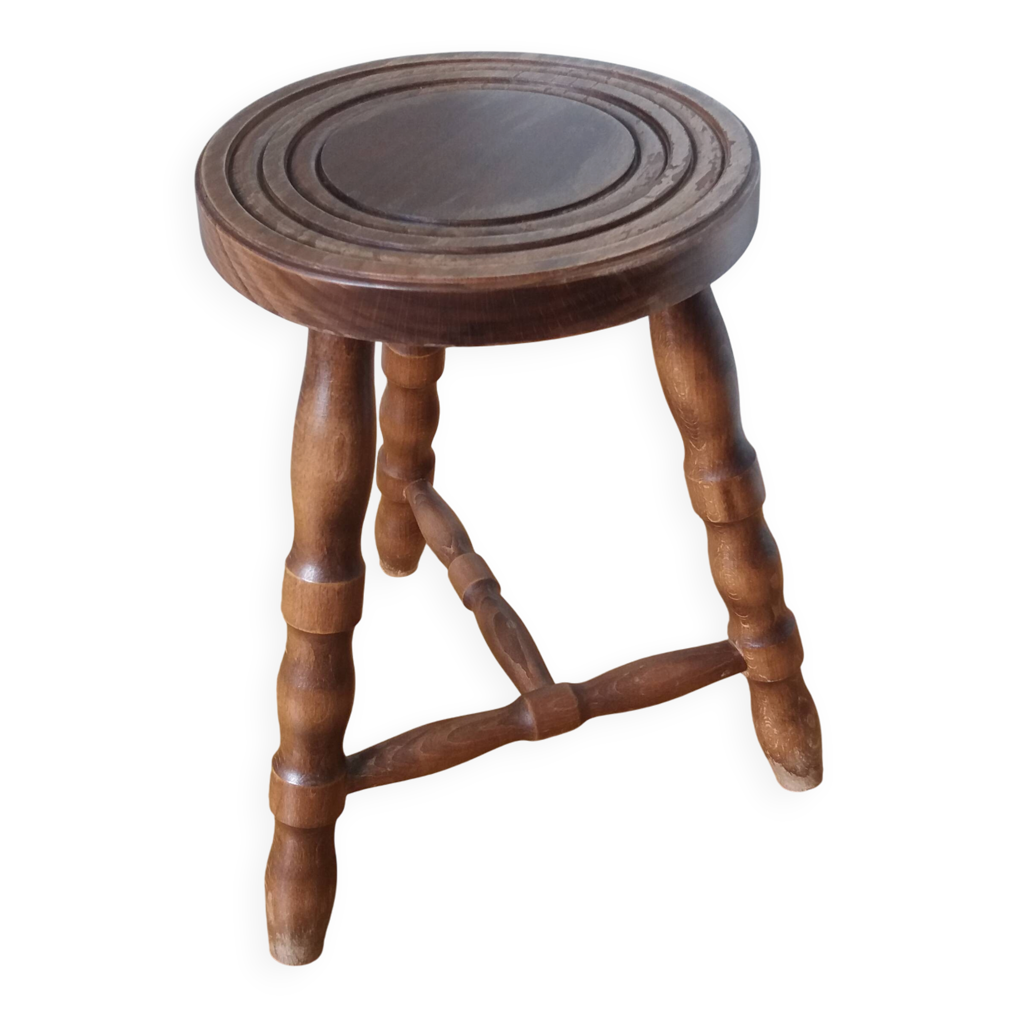 Turned wooden stool