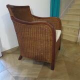 Vintage-Beautiful Colonial Style Armchair - Woven Rattan - Exotic Wood - 80s