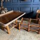 Coffee Table And Pair Of Sofa Ends From The 70s In Bamboo - 20th Century