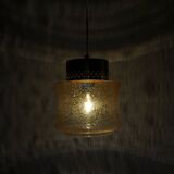 Danish vintage brass and glass pendant