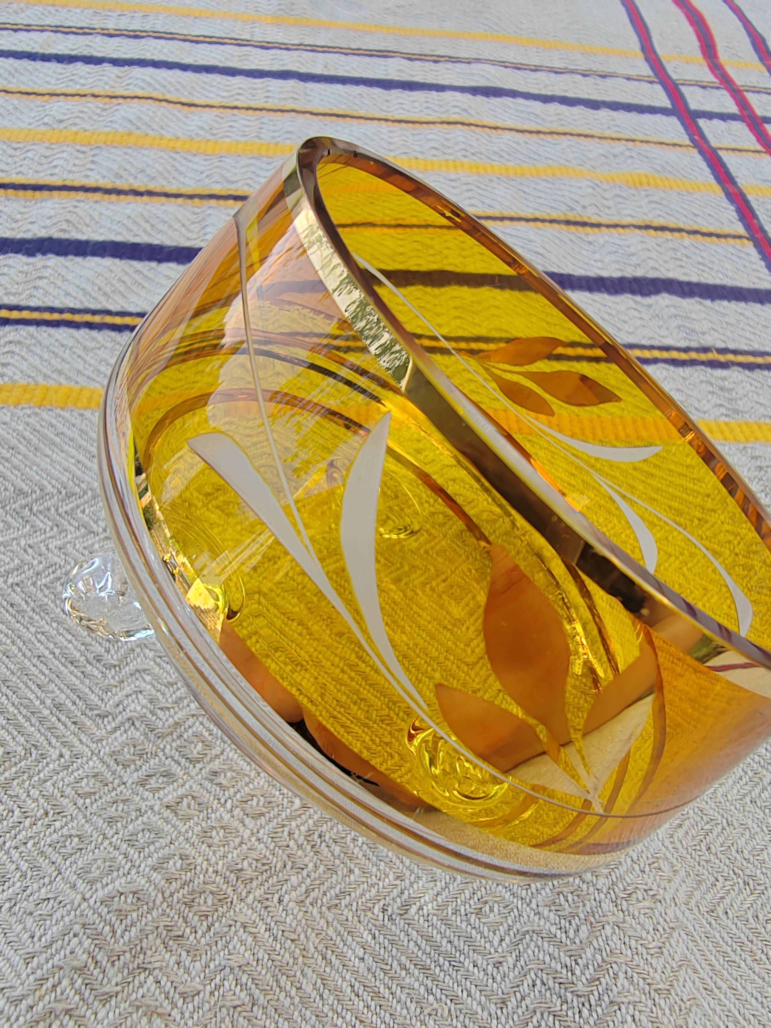 Pair of crystal stemmed bowls