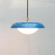 Perforated metal pendant lamp in mid-century style attributed to Ernest Igl for Hillebrand Leuchten, 1960s.