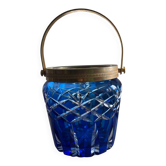 Antique cobalt blue crystal biscuit jar/candy box