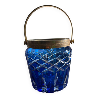 Antique cobalt blue crystal biscuit jar/candy box