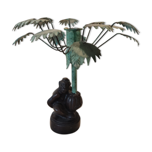 Bougeoir singe et palmier
