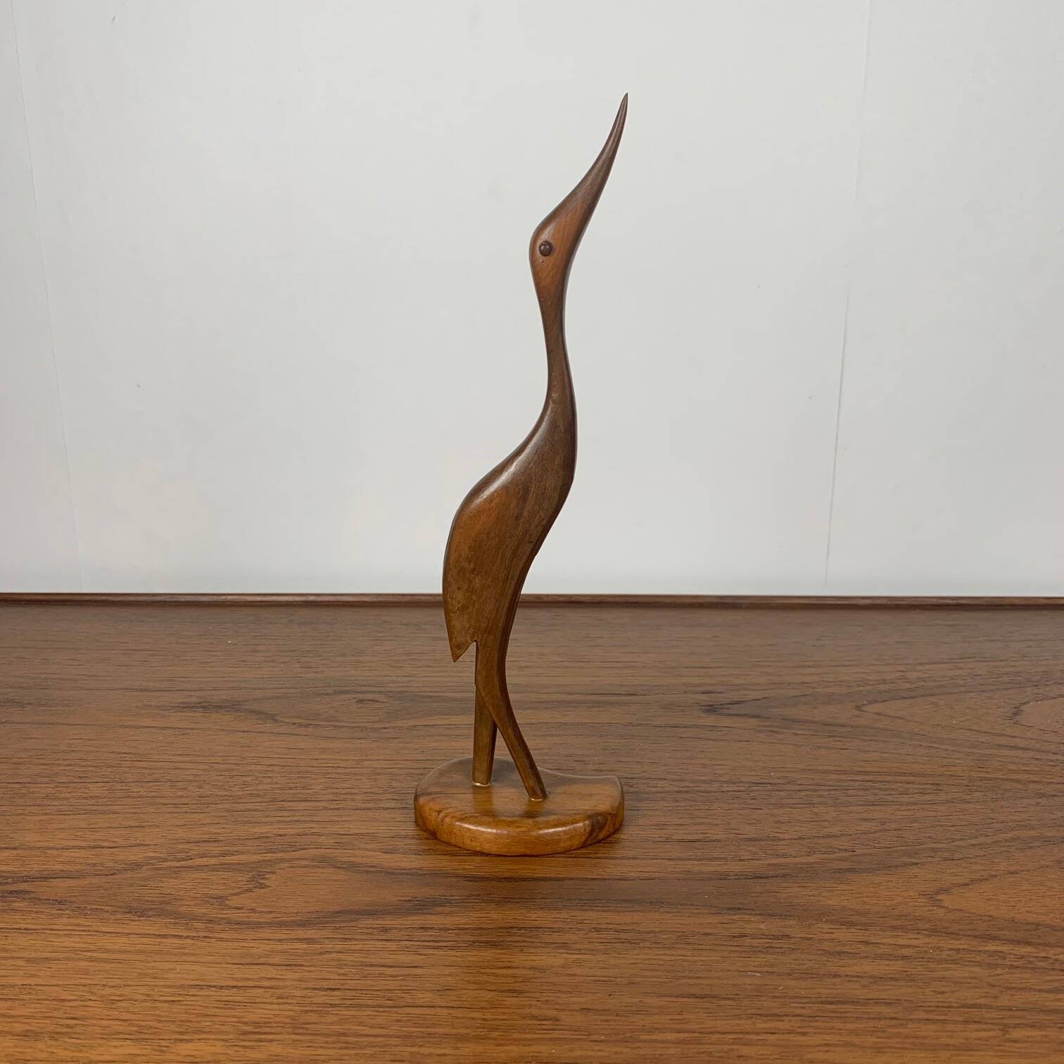 Teak Heron Statuette, Midcentury Modern
