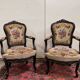 Paire de fauteuils style Louis XV en bois noirci, vers 1850