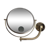 Vintage illuminated adjustable brass mirror, Arpin Paris, France 1970