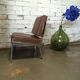Modernist fireside chair / vintage chrome and skai armchair