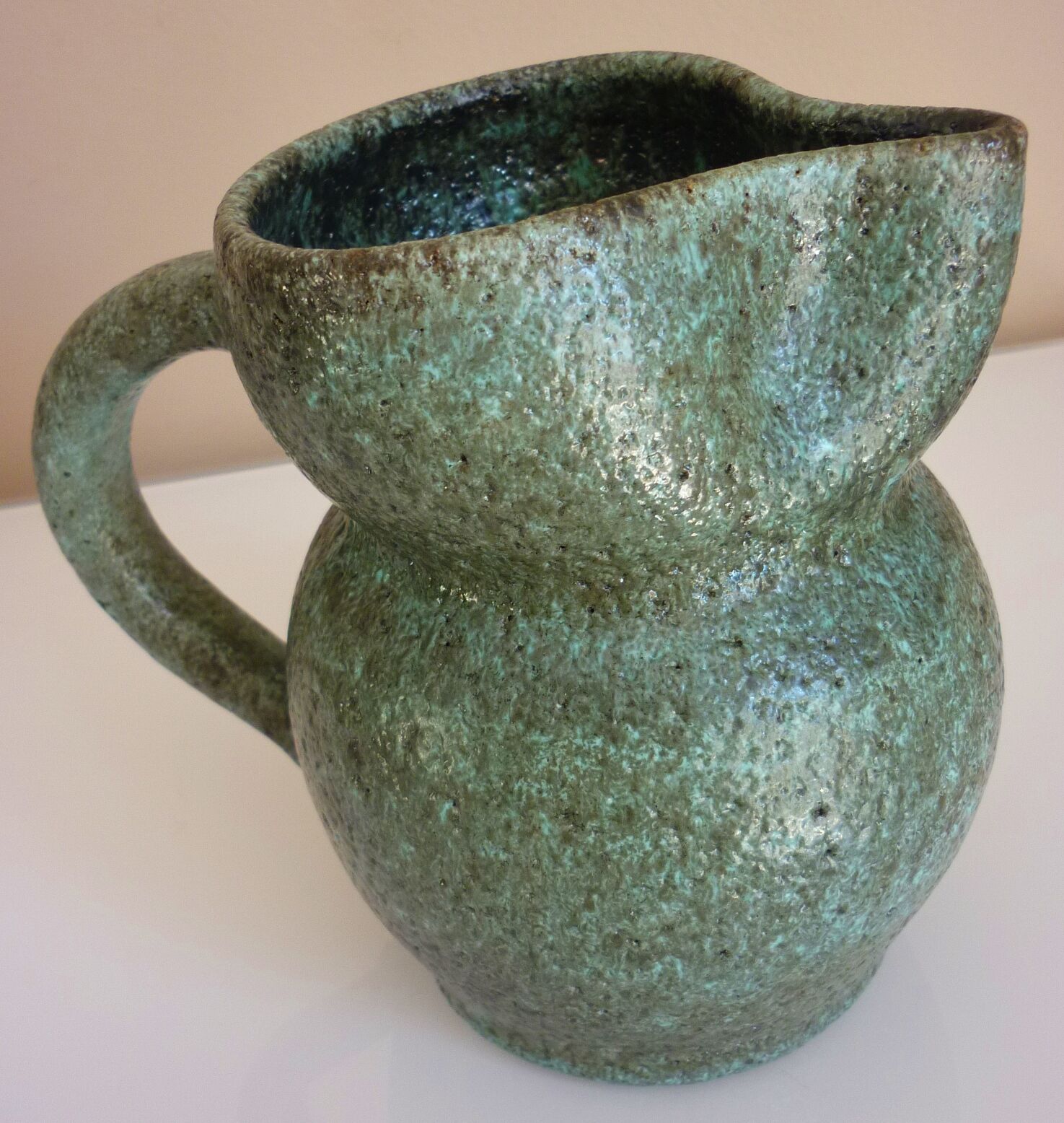 Zoomorphic pitcher in fat lava ceramic, signed Accolay, 1960s/1970s