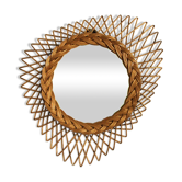 Mirror in golden rattan 42x42cm