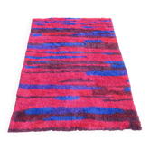 Tapis à poils longs noué à la main du milieu du siècle par Walter Mack, labelle - années 1960