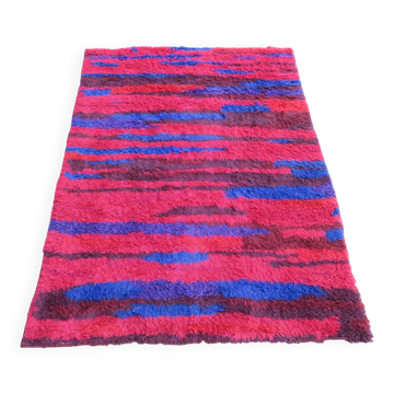 Mid century hand knotted long pile rug by Walter Mack, labelle - 1960s
