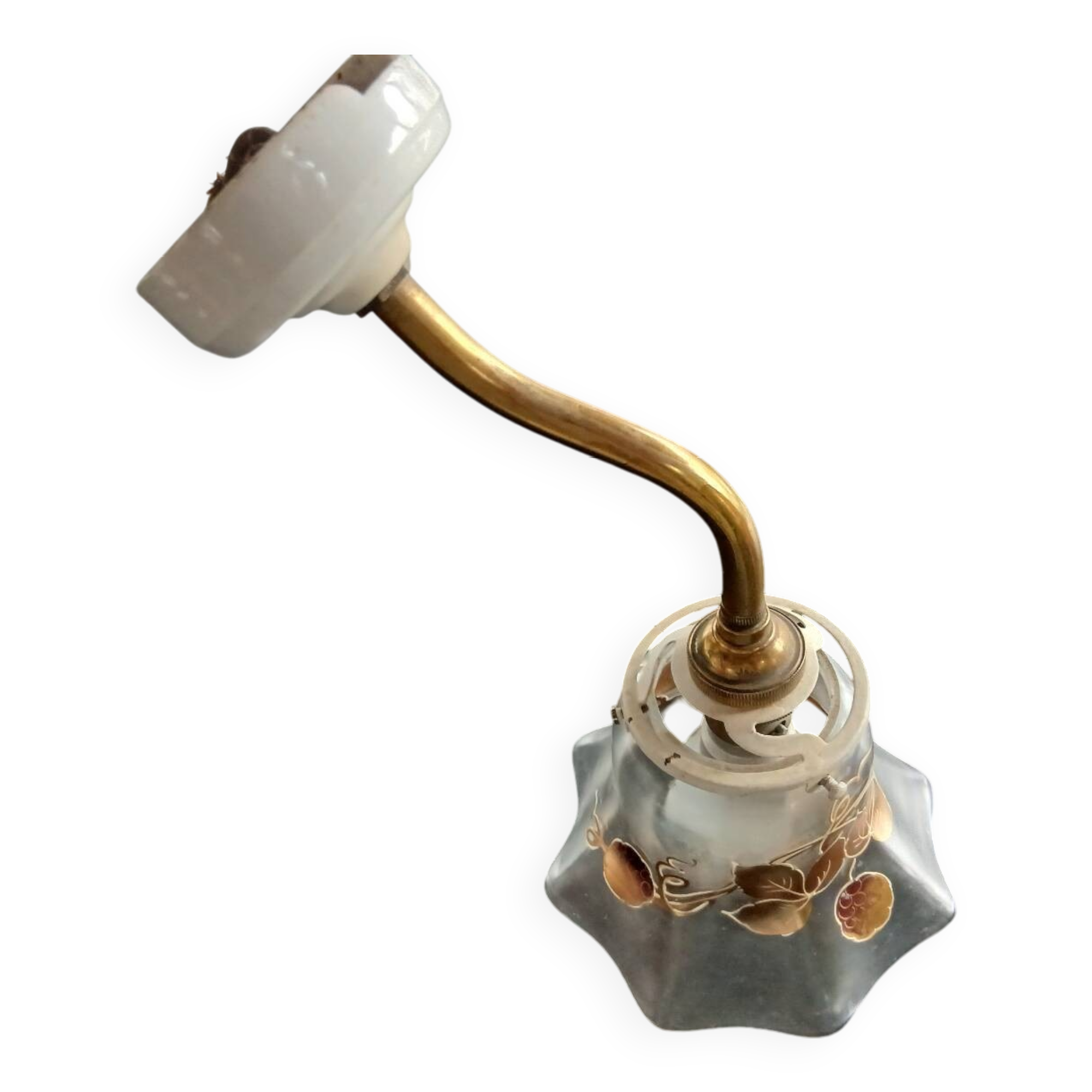 Elbow Wall Lamp Porcelain Tulip Gold with Flowers