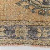 Faded Mustard Geometric Pattern Vintage Persian Runner Rug, 85x306 Cm