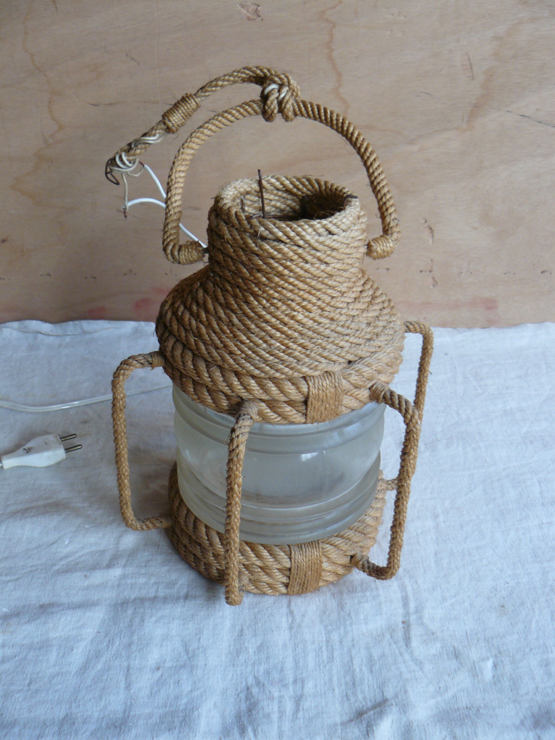 Handcrafted rope hanging lamp 1960