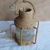 Handcrafted rope hanging lamp 1960