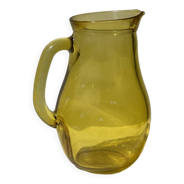 Pichet vintage en verre jaune