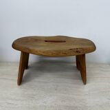 Brutalist solid wood side table /stool , 1970s
