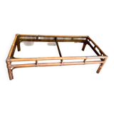 Large bamboo and smoked glass coffee table
