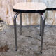 Tabouret formica blanc pieds compas metal chromé vintage